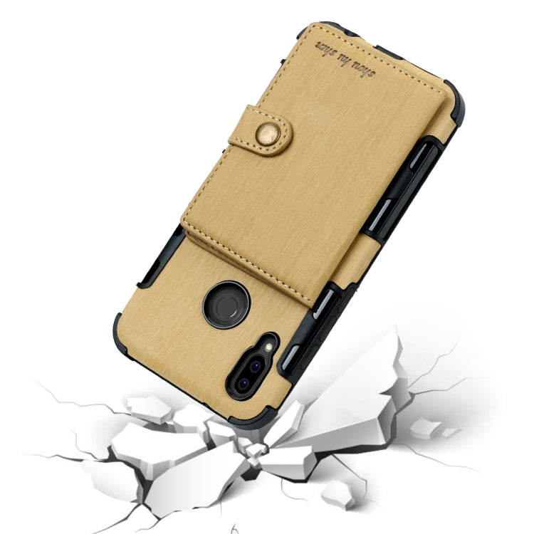 For Huawei P20 Lite Brushed Texture Shockproof PU + TPU Case, with Card Slots & Wallet & Photo Frame
