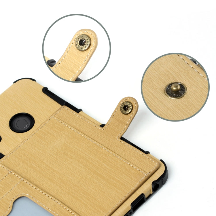 For Huawei P20 Lite Brushed Texture Shockproof PU + TPU Case, with Card Slots & Wallet & Photo Frame