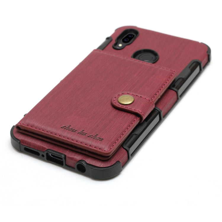 For Huawei P20 Lite Brushed Texture Shockproof PU + TPU Case, with Card Slots & Wallet & Photo Frame