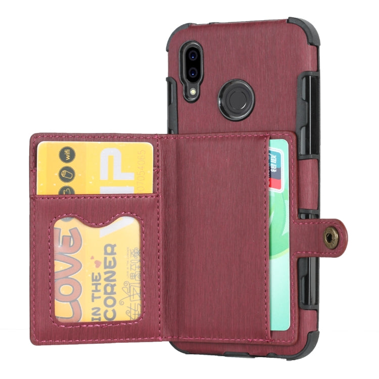 For Huawei P20 Lite Brushed Texture Shockproof PU + TPU Case, with Card Slots & Wallet & Photo Frame