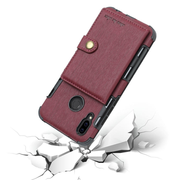 For Huawei P20 Lite Brushed Texture Shockproof PU + TPU Case, with Card Slots & Wallet & Photo Frame