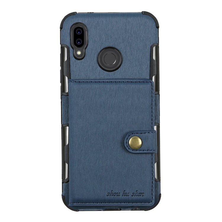 For Huawei P20 Lite Brushed Texture Shockproof PU + TPU Case, with Card Slots & Wallet & Photo Frame