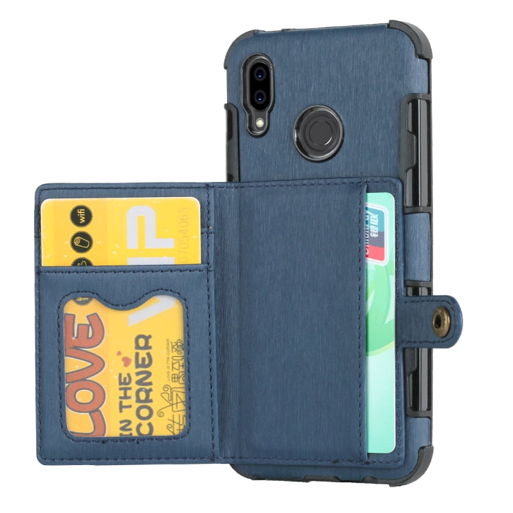 For Huawei P20 Lite Brushed Texture Shockproof PU + TPU Case, with Card Slots & Wallet & Photo Frame