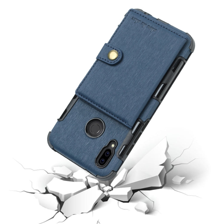 For Huawei P20 Lite Brushed Texture Shockproof PU + TPU Case, with Card Slots & Wallet & Photo Frame