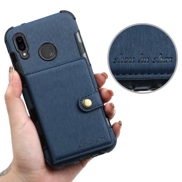 For Huawei P20 Lite Brushed Texture Shockproof PU + TPU Case, with Card Slots & Wallet & Photo Frame