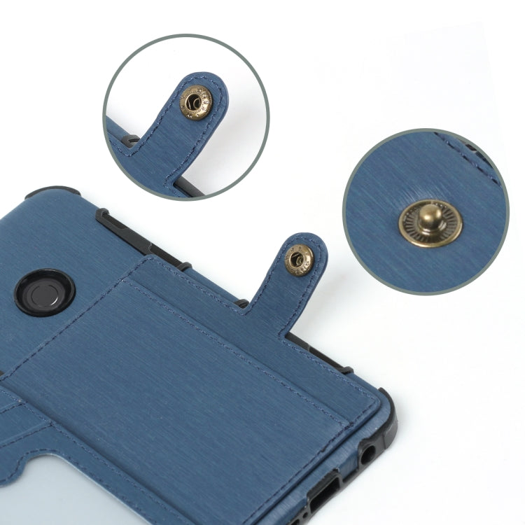 For Huawei P20 Lite Brushed Texture Shockproof PU + TPU Case, with Card Slots & Wallet & Photo Frame