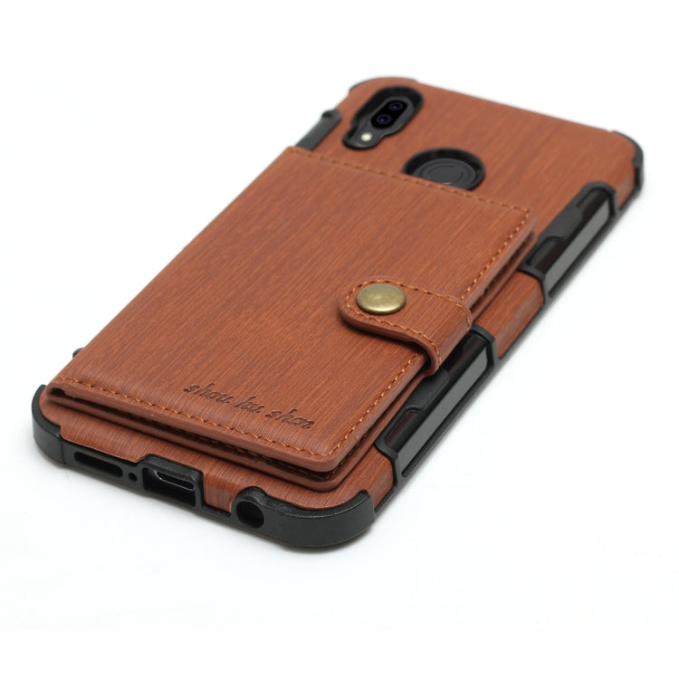 For Huawei P20 Lite Brushed Texture Shockproof PU + TPU Case, with Card Slots & Wallet & Photo Frame