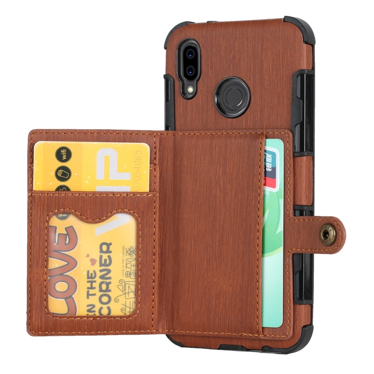 For Huawei P20 Lite Brushed Texture Shockproof PU + TPU Case, with Card Slots & Wallet & Photo Frame