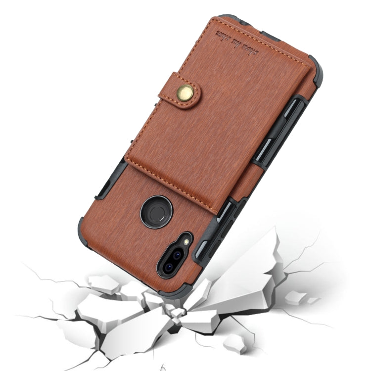 For Huawei P20 Lite Brushed Texture Shockproof PU + TPU Case, with Card Slots & Wallet & Photo Frame