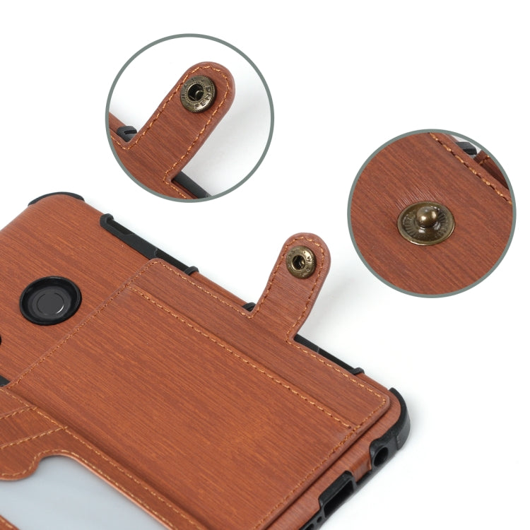 For Huawei P20 Lite Brushed Texture Shockproof PU + TPU Case, with Card Slots & Wallet & Photo Frame
