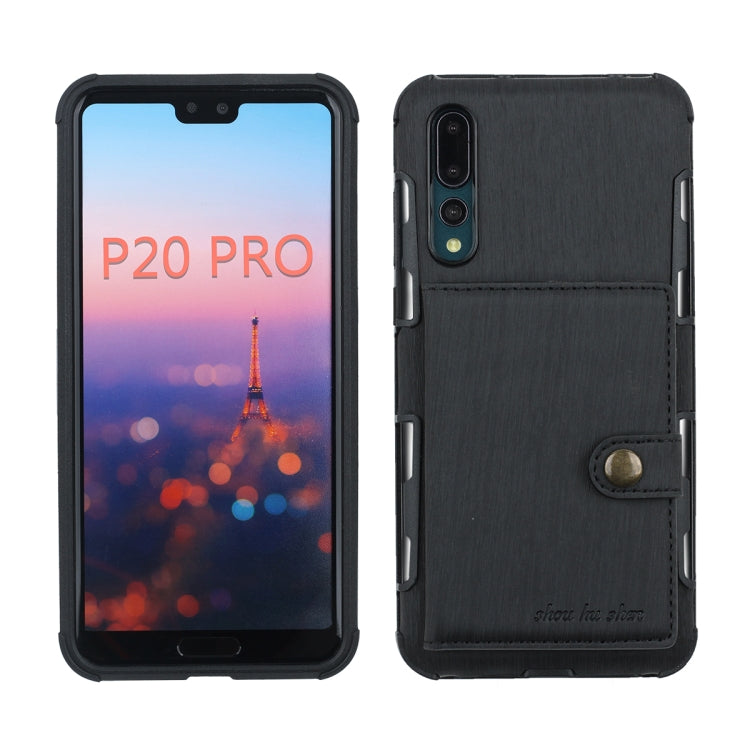 For Huawei P20 Pro Brushed Texture Shockproof PU + TPU Case, with Card Slots & Wallet & Photo Frame