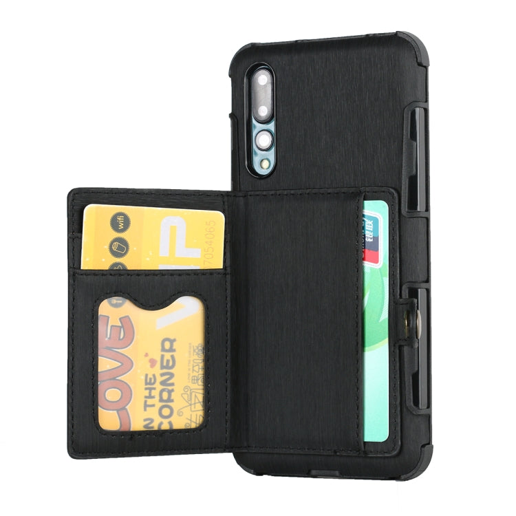 For Huawei P20 Pro Brushed Texture Shockproof PU + TPU Case, with Card Slots & Wallet & Photo Frame