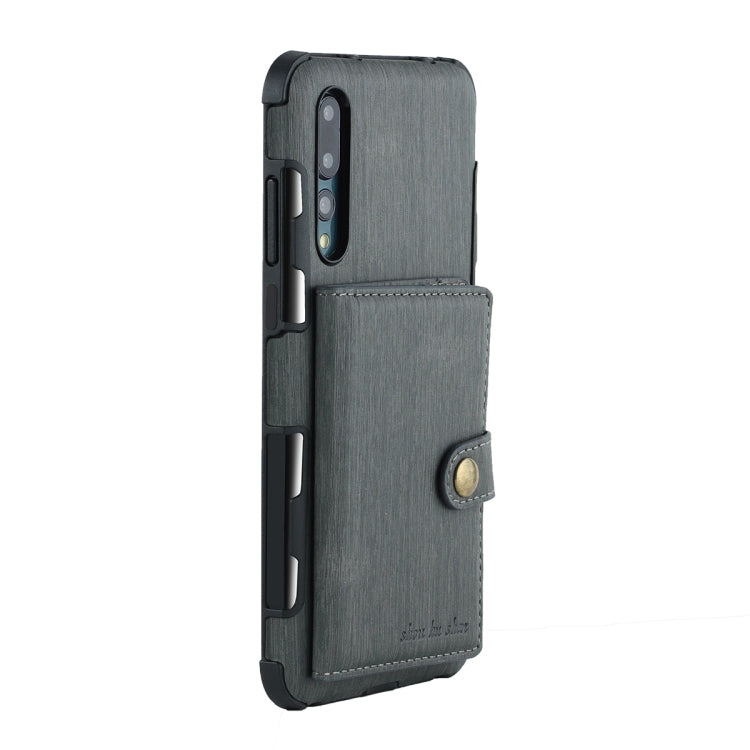 For Huawei P20 Pro Brushed Texture Shockproof PU + TPU Case, with Card Slots & Wallet & Photo Frame