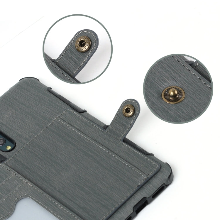 For Huawei P20 Pro Brushed Texture Shockproof PU + TPU Case, with Card Slots & Wallet & Photo Frame