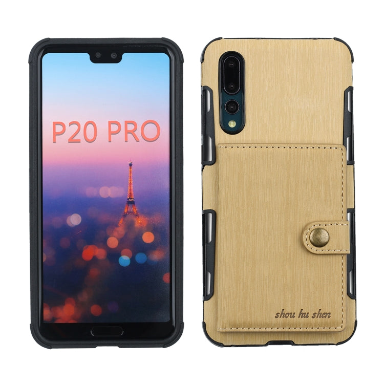 For Huawei P20 Pro Brushed Texture Shockproof PU + TPU Case, with Card Slots & Wallet & Photo Frame