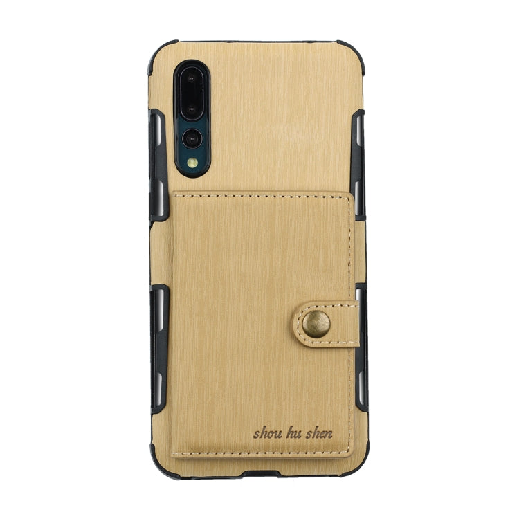 For Huawei P20 Pro Brushed Texture Shockproof PU + TPU Case, with Card Slots & Wallet & Photo Frame
