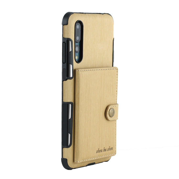 For Huawei P20 Pro Brushed Texture Shockproof PU + TPU Case, with Card Slots & Wallet & Photo Frame