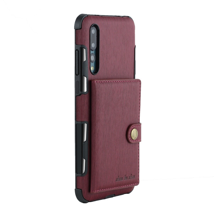 For Huawei P20 Pro Brushed Texture Shockproof PU + TPU Case, with Card Slots & Wallet & Photo Frame