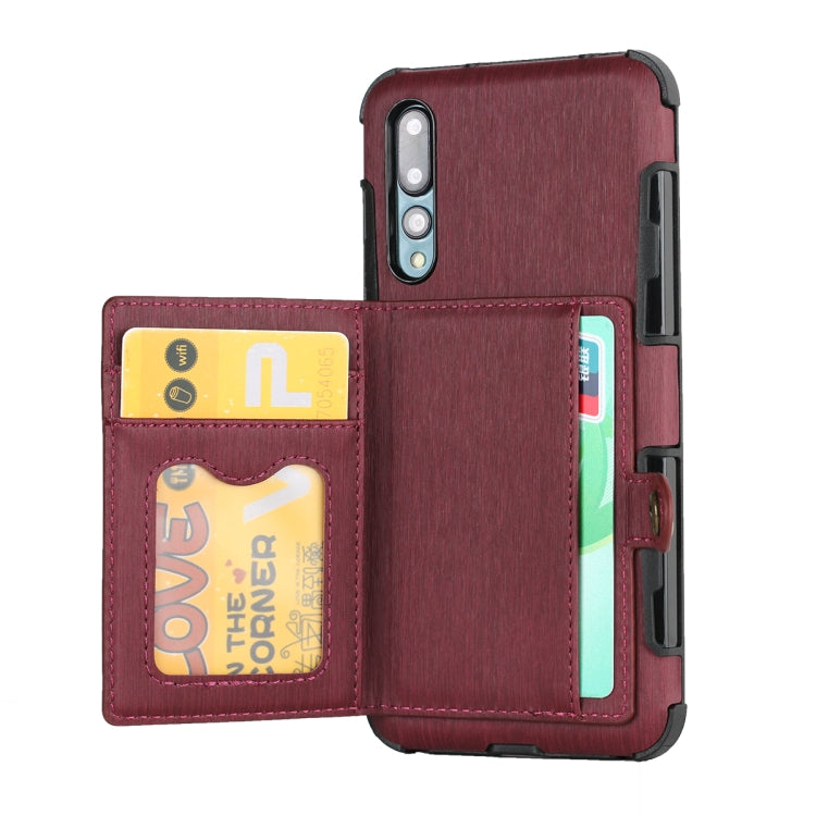 For Huawei P20 Pro Brushed Texture Shockproof PU + TPU Case, with Card Slots & Wallet & Photo Frame