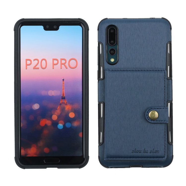 For Huawei P20 Pro Brushed Texture Shockproof PU + TPU Case, with Card Slots & Wallet & Photo Frame