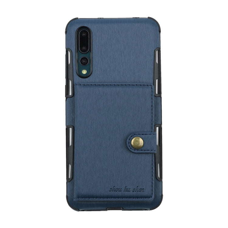 For Huawei P20 Pro Brushed Texture Shockproof PU + TPU Case, with Card Slots & Wallet & Photo Frame