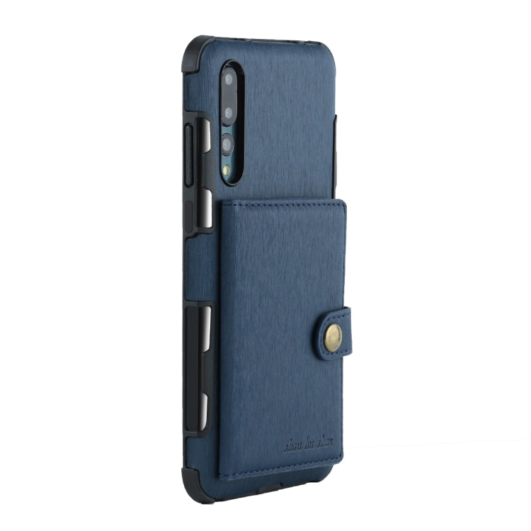 For Huawei P20 Pro Brushed Texture Shockproof PU + TPU Case, with Card Slots & Wallet & Photo Frame