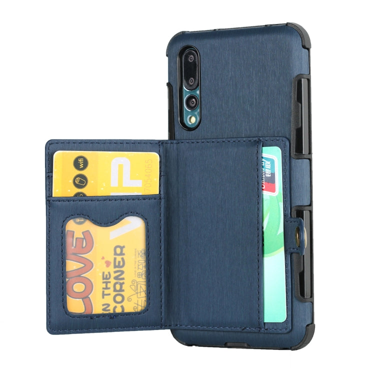 For Huawei P20 Pro Brushed Texture Shockproof PU + TPU Case, with Card Slots & Wallet & Photo Frame