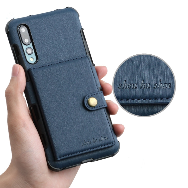 For Huawei P20 Pro Brushed Texture Shockproof PU + TPU Case, with Card Slots & Wallet & Photo Frame