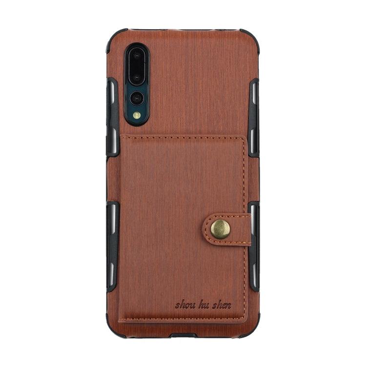 For Huawei P20 Pro Brushed Texture Shockproof PU + TPU Case, with Card Slots & Wallet & Photo Frame