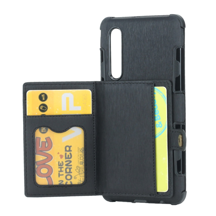 For Huawei P30 Brushed Texture Shockproof PU + TPU Case, with Card Slots & Wallet & Photo Frame