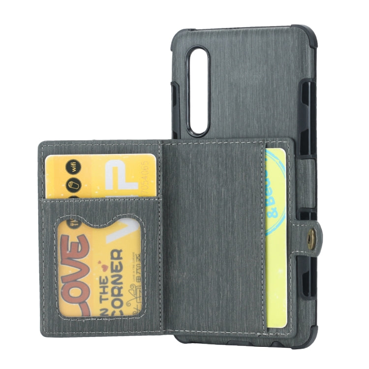 For Huawei P30 Brushed Texture Shockproof PU + TPU Case, with Card Slots & Wallet & Photo Frame
