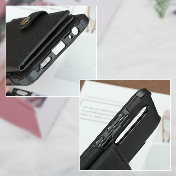 For Huawei P30 Brushed Texture Shockproof PU + TPU Case, with Card Slots & Wallet & Photo Frame