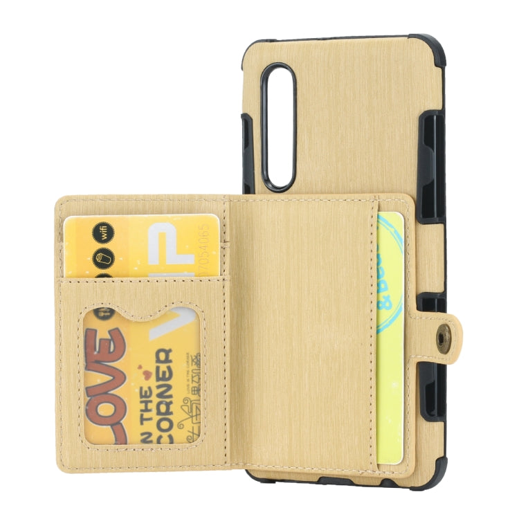 For Huawei P30 Brushed Texture Shockproof PU + TPU Case, with Card Slots & Wallet & Photo Frame