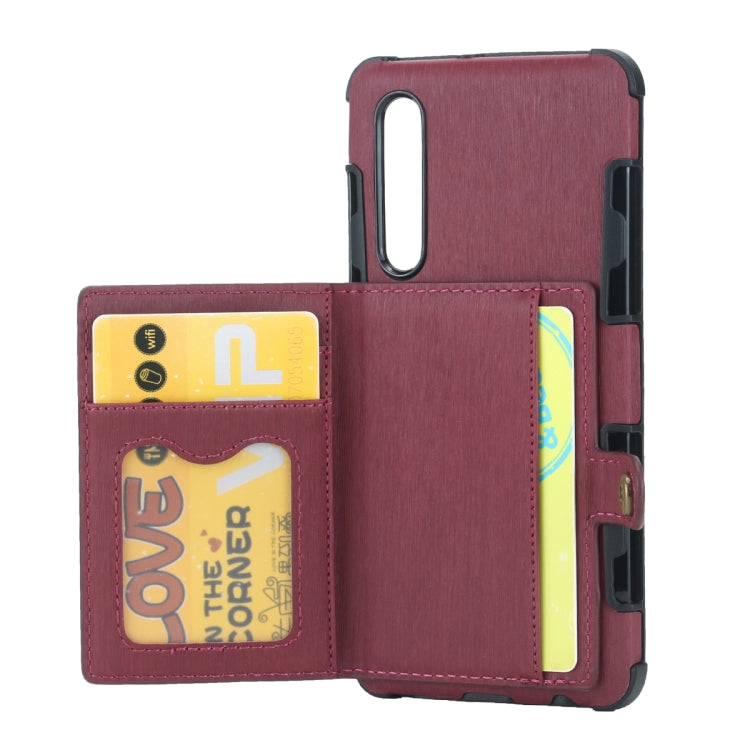 For Huawei P30 Brushed Texture Shockproof PU + TPU Case, with Card Slots & Wallet & Photo Frame