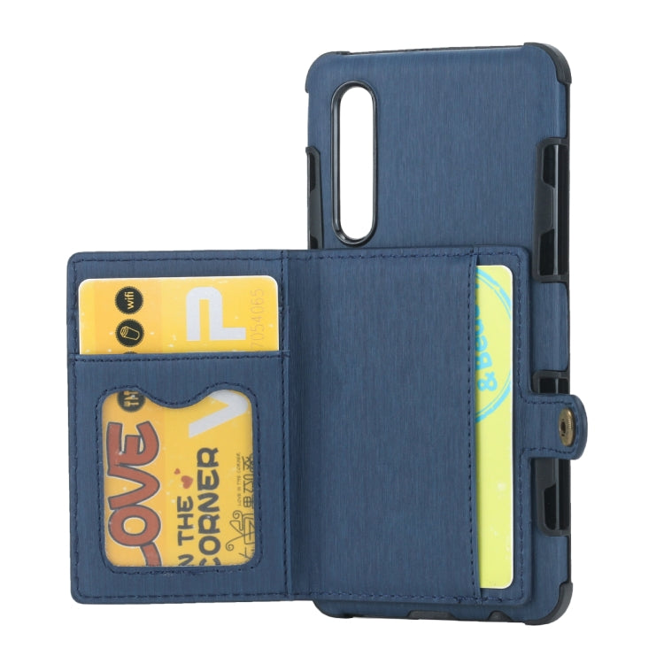 For Huawei P30 Brushed Texture Shockproof PU + TPU Case, with Card Slots & Wallet & Photo Frame