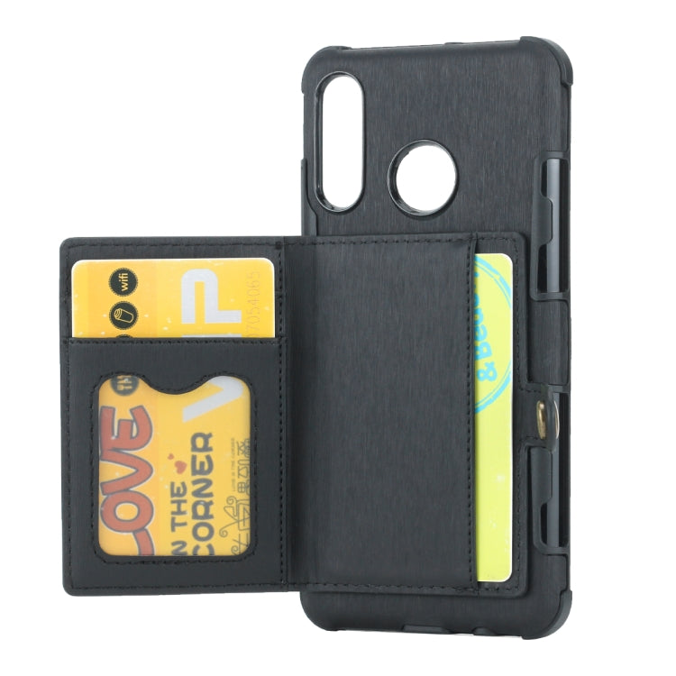 For Huawei P30 Lite Brushed Texture Shockproof PU + TPU Case, with Card Slots & Wallet & Photo Frame