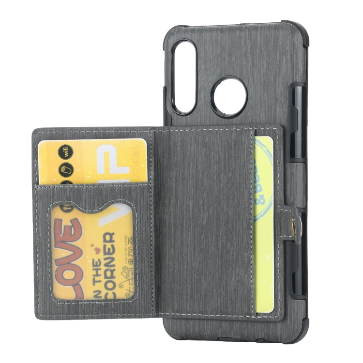 For Huawei P30 Lite Brushed Texture Shockproof PU + TPU Case, with Card Slots & Wallet & Photo Frame