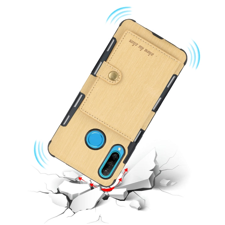 For Huawei P30 Lite Brushed Texture Shockproof PU + TPU Case, with Card Slots & Wallet & Photo Frame