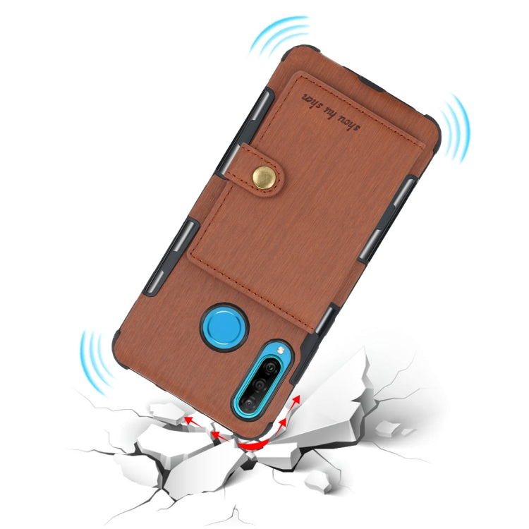 For Huawei P30 Lite Brushed Texture Shockproof PU + TPU Case, with Card Slots & Wallet & Photo Frame
