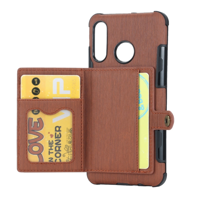 For Huawei P30 Lite Brushed Texture Shockproof PU + TPU Case, with Card Slots & Wallet & Photo Frame
