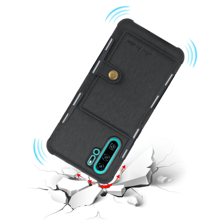For Huawei P30 Pro Brushed Texture Shockproof PU + TPU Case, with Card Slots & Wallet & Photo Frame