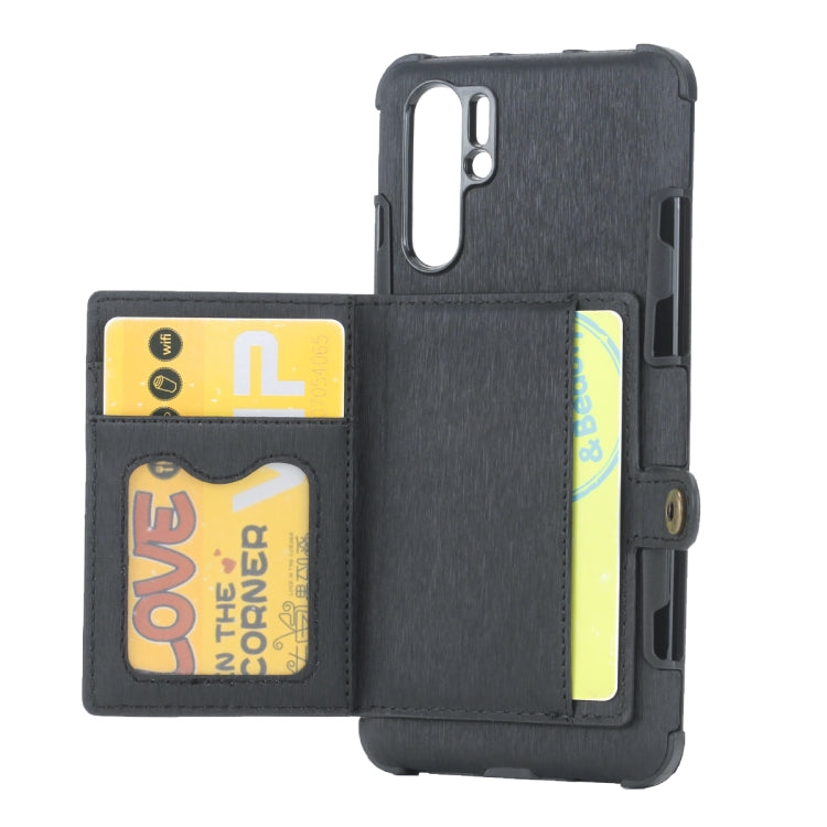 For Huawei P30 Pro Brushed Texture Shockproof PU + TPU Case, with Card Slots & Wallet & Photo Frame