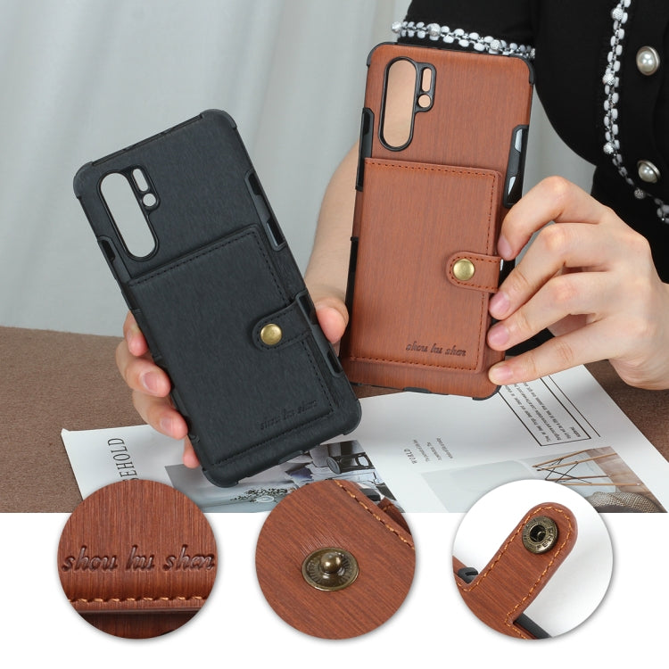 For Huawei P30 Pro Brushed Texture Shockproof PU + TPU Case, with Card Slots & Wallet & Photo Frame