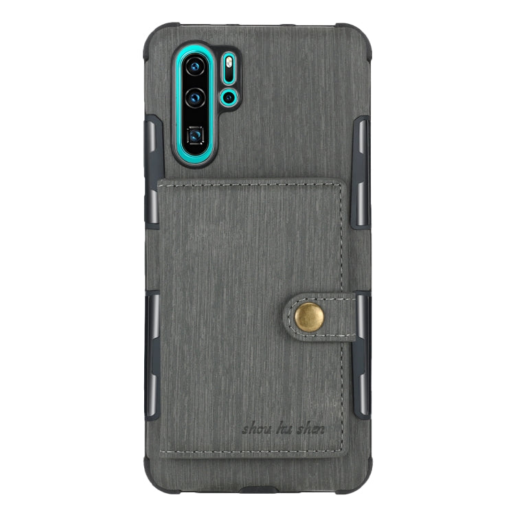 For Huawei P30 Pro Brushed Texture Shockproof PU + TPU Case, with Card Slots & Wallet & Photo Frame