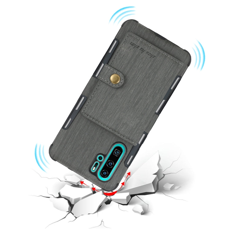 For Huawei P30 Pro Brushed Texture Shockproof PU + TPU Case, with Card Slots & Wallet & Photo Frame
