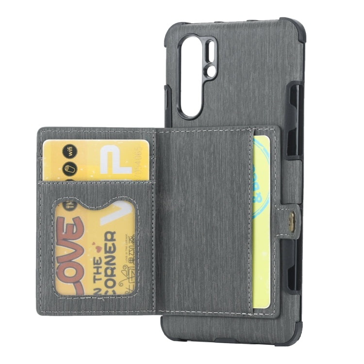 For Huawei P30 Pro Brushed Texture Shockproof PU + TPU Case, with Card Slots & Wallet & Photo Frame