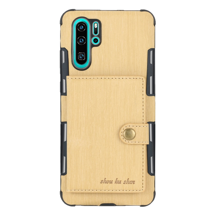 For Huawei P30 Pro Brushed Texture Shockproof PU + TPU Case, with Card Slots & Wallet & Photo Frame