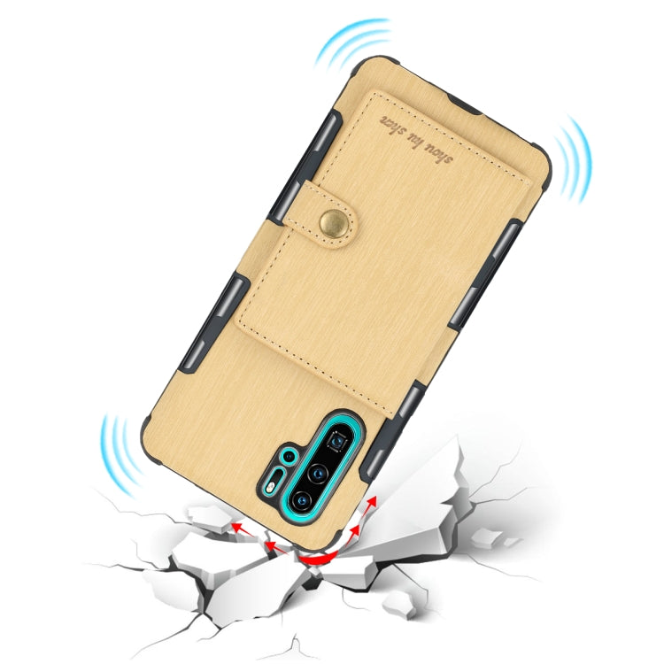 For Huawei P30 Pro Brushed Texture Shockproof PU + TPU Case, with Card Slots & Wallet & Photo Frame