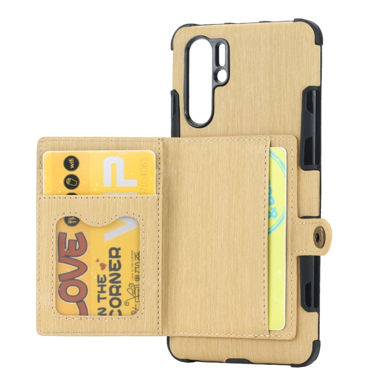 For Huawei P30 Pro Brushed Texture Shockproof PU + TPU Case, with Card Slots & Wallet & Photo Frame