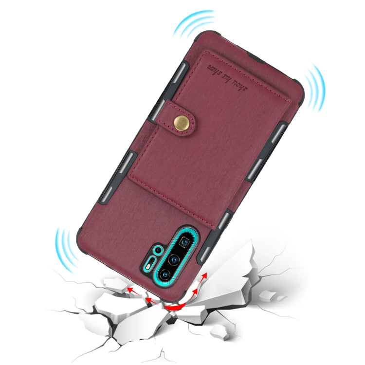For Huawei P30 Pro Brushed Texture Shockproof PU + TPU Case, with Card Slots & Wallet & Photo Frame
